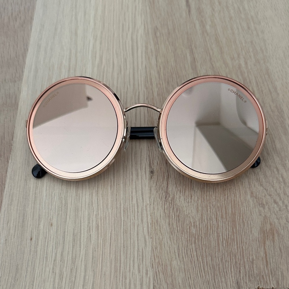CHANEL Pink Gold Round Sunglasses